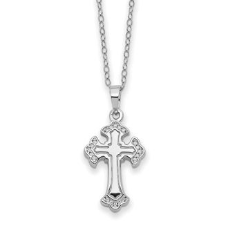 Diamond2Deal Sterling Silver Cubic Zirconia Eternal Home Cross Ash Holder Necklace