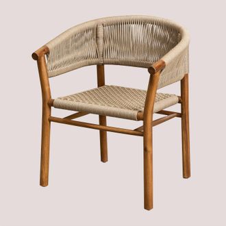 Sklum Sklum - Pack De 4 Sillas De Comedor Con Reposabrazos En Madera De Acacia Y Cuerda Trenzada Tenay Classic