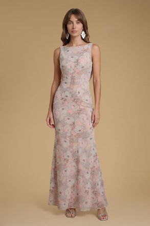 Oasis Womens Lace Cowl Back Chiffon Printed Maxi Dress - Rose - Size 14 UK