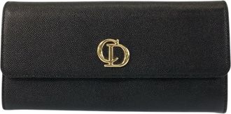 Dior Black Leather Long Wallet (Bi-Fold) (Pre-Owned)
