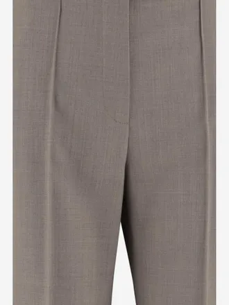 Ql2 Quelledue Womens Trousers Wide-Leg Wool-Blend Beige