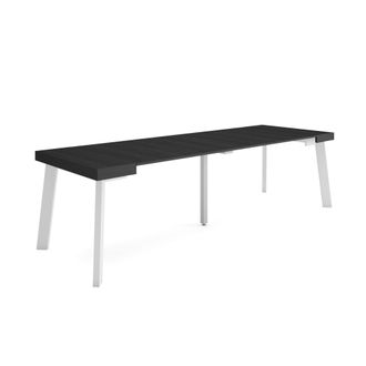 Skraut Home Mesa Consola Extensible, Mesa Comedor Plegable, 260, Para 12 Comensales, Patas De Madera, Estilo Moderno, Negro - Skraut Home
