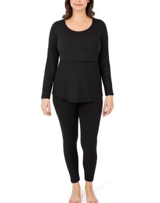 Kindred Bravely Jane Nursing Pajama Set in Black at Nordstrom, Size X-Small