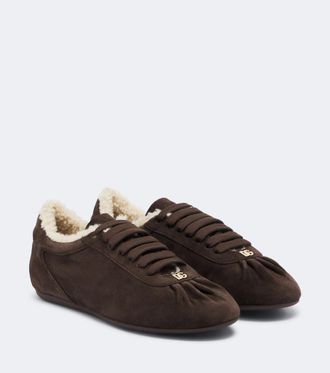 Dolce & Gabbana DG teddy-trimmed suede sneakers