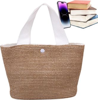 Generic Straw Handbag - Woven Summer Bag, Lightweight Beach Bag | Casual Travel Shoulder Bag for Vacation, Pool Day, Picnic Outings, Daily Wear, Stylish Fiber