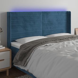 vidaXL Cabecero Con Led De Terciopelo Azul Oscuro 183x16x118/128 Cm Vidaxl