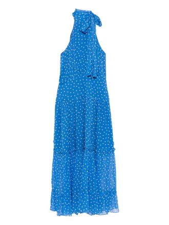 Rixo Abi polka dot-pattern halterneck maxi dress - Blu