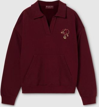 Gucci Cotton Jersey Sweatshirt With Embroidery, Bordeaux, Ready-to-wear