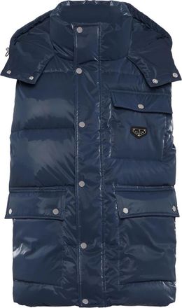 Philipp Plein Nylon Puffer Bodywarmer - Heren - Bodywarmers - Blauw - M - Nylon - Jassen