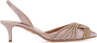 Aquazzura Pink Fabric Gatsby Pumps