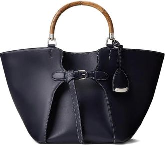 Ralph Lauren Collection Leren shopper met houten handgreep - Blauw