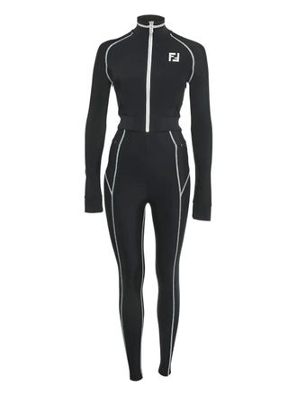 Fendi Zucca-print zip-up suit - Black