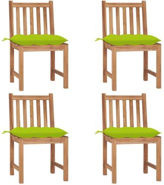 vidaXL Sillas De Jard&iacute;n 4 Unidades Madera Maciza De Teca Con Cojines Vidaxl