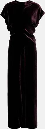 Agnona Gathered velvet midi dress