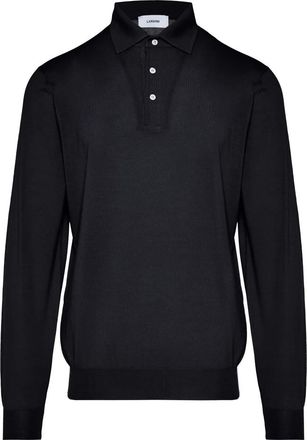 Lardini Wollen Polo Shirt Gemaakt in Itali&euml; - Heren - Polos - Blauw - S - Wol - Tops