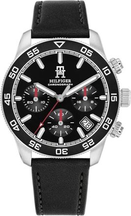 Tommy Hilfiger Accessoires, Heren, Zwart, ONE Size, Leer, Th 85 Chronograaf Horloge