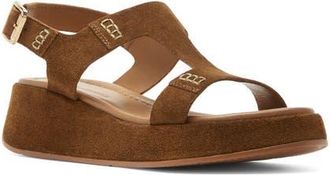 La Canadienne Antoni Flatform Sandal in Cognac Suede at Nordstrom, Size 10