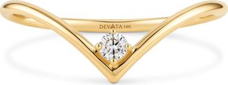 Devata Chevron Round Lab Grown Diamond Ring in 14K Gold in Yellow Gold at Nordstrom, Size 7