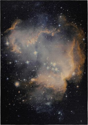 Wecon Home Alfombra plana estilo gamer negra con diseño galaxia 110x160