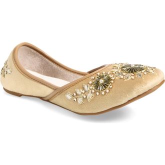 Fuchsia Whistledown Embroidered Jutti Flat in Gold at Nordstrom, Size 11