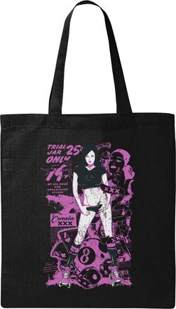 Generic Connie Roll Them Blades Pin Up Girl Natural Ecological Cotton Tote Bag Black