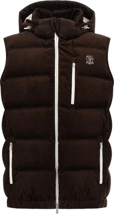 Brunello Cucinelli Gilet a coste trapuntato - Marrone