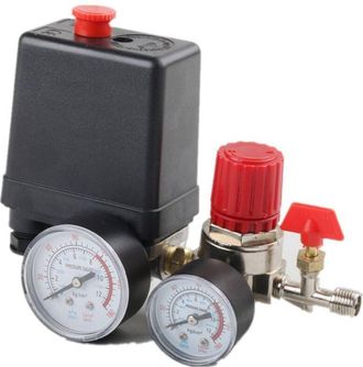 OEM Pressostat - Regulador De Presion Para Compresor De Aire - Manometro Integrado - Rango 5 A 8 Bar - Rosca G1/4 - 220/380 V - 1 Unidad