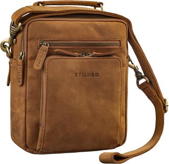 STILORD Nelio Stylish Leather Messenger Bag Small 10.1 Inch Tablet Vintage Mens Handbag DIN A5 Cross Body Bags Men Genuine Leather, Colour:tan - dark brown