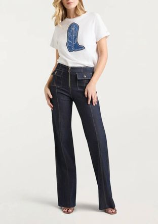 Cinq &agrave; Sept Studs Denim Boot Tee In White