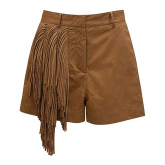 Erika Cavallini Semi Couture Short Shorts, female, Brown, Size: XL High-waisted Cotton Shorts