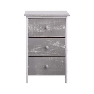 Mobili Rebecca Rebecca Mobili Mesita De Noche 3 Cajones Madera Gris Blanco Vintage 54x35x30