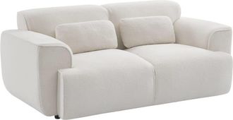 Sweeek Sof&aacute; de 2 plazas en tejido borreguito, blanco