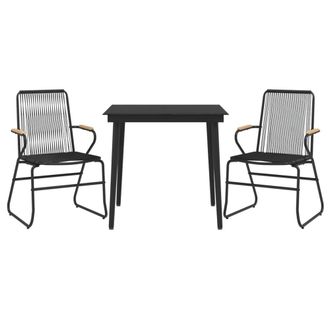 Berkfield Home Beautiful 3 Piece Garden Dining Set Black PVC Rattan