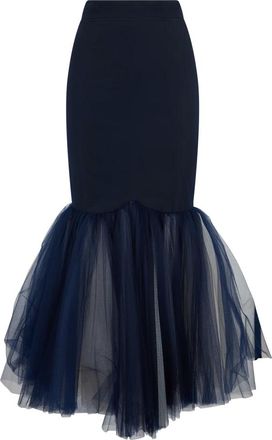 Moschino Rokken, Dames, Blauw, M, Polyester, Uitlopende midi-rok