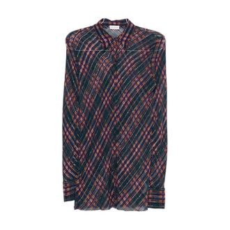 Dries Van Noten Plaid Button-Up Shirt - Dames - Blouses & Shirts - Veelkleurig - Maat: XS Wol