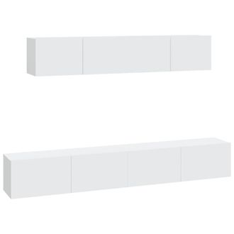 vidaXL Set De Muebles Para Tv 4 Piezas Madera Contrachapada Blanco Vidaxl