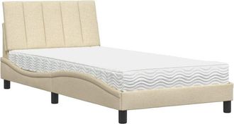 vidaXL Cama Con Colch&oacute;n Tela Color Crema 100x200 Cm Vidaxl