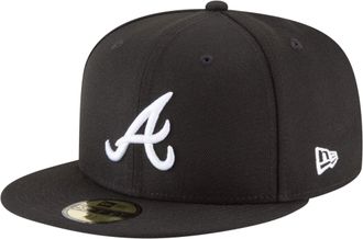 New Era 59Fifty Hat MLB Basic Atlanta Braves Black/White Fitted Baseball Cap (7)