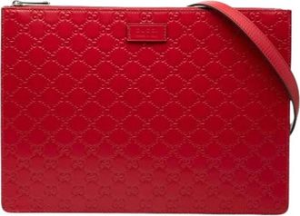 Gucci Pre-owned Embossed Leather Crossbody Bag - Dames - Vintage Clutch - Rood - ONE Size - Leer - Vintage