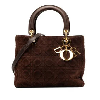 Dior Pre-owned Dior Medium Suede Cannage Lady Dior Ladies VMT0W37RFTKBS7XJ
