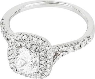 Bespoke platinum & white diamond cushion cut engagement ring 1.01ct 51.5EU