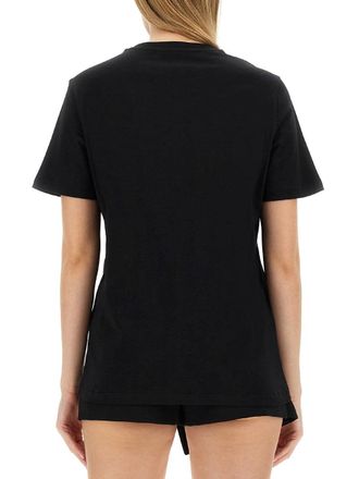Moschino Logo-Embroidered Cotton T-Shirt - Black
