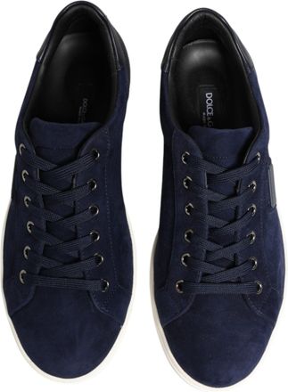 Dolce & Gabbana Mens Blue Leather Suede Low Top Sneakers Shoes Goat