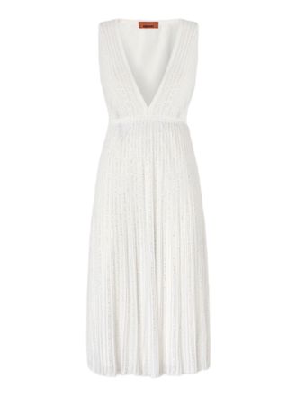 Missoni White Ribbed Sequin Midi Dress