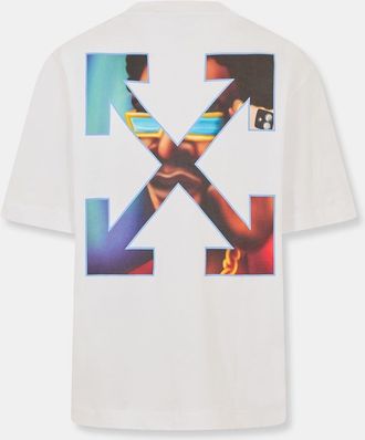 Off-white Mens Off White Barber Skate Crew Neck Short Sleeve T-Shirt in White-Serenity - Size X-Large