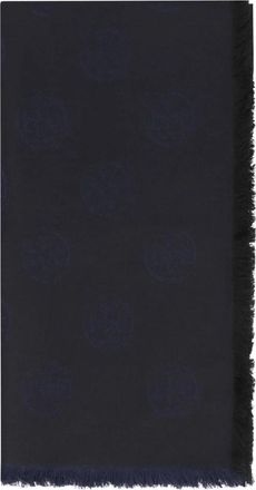 Tory Burch Medallion Logo Oblong Traveler Sjaal - Dames - Zijden sjaals - Blauw - ONE Size - Wol - Accessoires