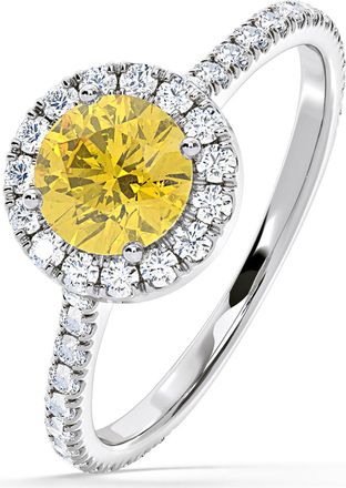 The Diamond Store Reina Yellow Lab Diamond 1.80ct Halo Ring in Platinum - Elara Collection