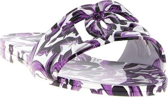 Dolce & Gabbana Maiolica-Print Rubber Slides - Purple