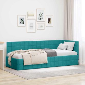 vidaXL Cornice Del Letto Ad Angolo Turchese 80 Cm X 200 Cm Velluto Vidaxl
