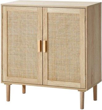 OEM Aparador De Rat&aacute;n De 800 X 375 X 880 Mm Con 2 Puertas Magn&eacute;ticas Y Estantes Ajustables, Armario De Rat&aacute;n Aparador Tipo Buffet Para Pasillo, Entrada, S